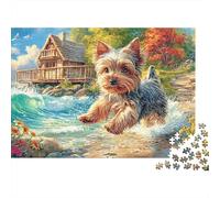 Puzzle Jigsaw 1000 Pièces Terrier du Yorkshire Puzzles 52x38cm/1000pcs pour Adultes Et Enfants Cadeau Jeu D'Intelligence Familial Bricolage Carton