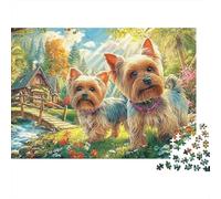 Puzzle Jigsaw 1000 Pièces Terrier du Yorkshire Puzzles 52x38cm/1000pcs pour Adultes Et Enfants Cadeau Jeu D'Intelligence Pression Réduite DIY Carton