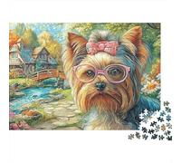 Puzzle Jigsaw 1000 Pièces Terrier du Yorkshire Puzzles 52x38cm/1000pcs pour Adultes Et Enfants Cadeau Jeu D'Intelligence Pression Réduite DIY Carton