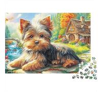 Puzzle Jigsaw 1000 Pièces Terrier du Yorkshire Puzzles 52x38cm/1000pcs pour Adultes Et Enfants Cadeau Jeu D'Intelligence Pression Réduite Bricolage Carton