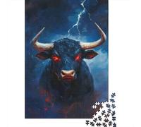 Puzzle Jigsaw 1000 Pièces Thunder Taureau Noir Puzzles 70x50cm/1000pcs pour Enfants Cadeau Jeu D'Intelligence Pression Réduite Bricolage Carton