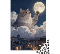 Puzzle Jigsaw 1000 Pièces Touch de Lune de Chat géant Puzzles 70x50cm/1000pcs pour Adultes Et Enfants Cadeau Jeu D'Intelligence Pression Réduite Bricolage Carton