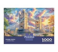 Puzzle Jigsaw 1000 Pièces Tower Bridge dans Un Londres ensoleillé Puzzles 52x38cm/1000pcs pour Adultes Et Enfants Cadeau Jeu D'Intelligence Pression Réduite DIY Carton