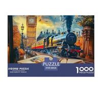 Puzzle Jigsaw 1000 Pièces Train à Vapeur Big Ben Puzzles 38x26cm/1000pcs pour Enfants Cadeau Jeu D'Intelligence Pression Réduite DIY Voitureton