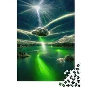 Puzzle Jigsaw 1000 Pièces Vert Aurora Sky Puzzles 70x50cm/1000pcs pour Adultes Et Enfants Cadeau Jeu D'Intelligence Pression Réduite DIY Carton