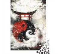 Puzzle Jigsaw 1000 Pièces Yin Yang Fox Art Puzzles 38x26cm/1000pcs pour Enfants Cadeau Jeu D'Intelligence Pression Réduite Bricolage Carton