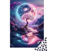 Puzzle Jigsaw 1000 Pièces YinYangMoonPaysage Puzzles 52x38cm/1000pcs pour Enfants Cadeau Jeu D'Intelligence Pression Réduite Bricolage Carton
