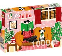 Puzzle Jigsaw de 1000 pièces pour adultes - Finition mate, toucher doux, pièces solides et uniques, ajustement serré, couleurs vives, service de pièces manquantes - Soirée de fille avec lecture de