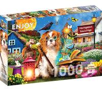 Puzzle Jigsaw de 1000 pièces pour adultes - Finition mate, toucher doux, pièces solides et uniques, ajustement serré, couleurs vives, service Missing Pieces - Fun Magic School for Dogs and Puppies -