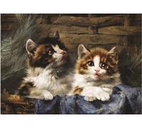 Puzzle - Julius Adam : Deux chatons dans un panier, 500 pièces