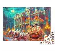 Puzzle Jumbie Citrouilles pour Adultes et à partir de 14 Ans Carrosse avec Figurines près du Manoir Hanté Cadeau et activité Amusants pour la Maison 52x38 cm/1000pcs