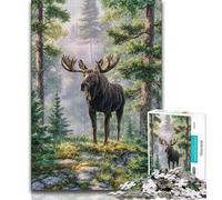 Puzzle Jungle Moose 1000 pièces pour Adultes et Adolescents, Staycation Kill Time, Chaque pièce est Unique - Jeu Familial Stimulant et Amusant 50x75cm