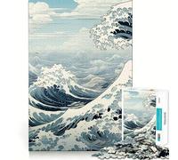 Puzzle Kanagawa Under The Wave 1000 pièces Jeu de Construction Assemblage Parfait sans écart Activité gratifiante pour Les Jours de Pluie (50x75cm)