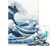 Puzzle Kanagawa Under The Wave 1000 pièces pour Adolescents Jeu Stimulant l'esprit Assemblage sûr et Solide Activité familiale Amusante en soirée (38x26cm)