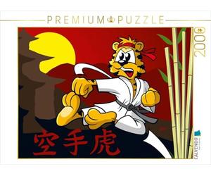 Puzzle · Karate Tiger | Un tigre rigolo de bande dessinée maîtrise le karaté · 2000 pièces · Format assemblé 90 × 67 cm · CALVENDO Puzzle