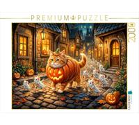 Puzzle · Katze und Mäuse ziehen gemeinsam im Halloweenkostüm durch Die | Stadt · Ein verspieltes Halloweenmotiv, erhältlich als Puzzle… · 2000 pièces · Format assemblé 90 × 67 cm · CALVENDO Puzzle