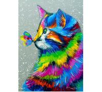 Puzzle - Katze und Schmetterling - 1000 pièces - Multicolore - Animaux - 68 x 48 cm