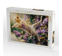 Puzzle · Katzensprung in der Fliederwelt | Ein Motiv aus dem Kalender Floras Samtpfoten · 2000 pièces · Format assemblé 90 × 67 cm · CALVENDO Puzzle