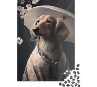 Puzzle Kimono Chien Saucisse pour Adultes, 1000 Pièces, Puzzle en Papier, Jeu de Décompression Amusant, 1000 Pièces (38x26cm)