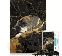 Puzzle Kintsugi Chat Endormi 38x26cm Jeu de logique pour Adultes Découpe de précision Sensation de complicité familiale