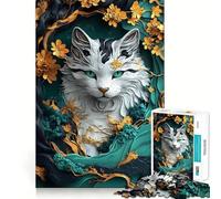 Puzzle Kintsugi Chat Nature 1000 pièces pour Adolescents Stimule la mémoire, Anti-Stress, Bords Nets, décoration Murale (50x75cm)