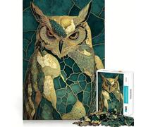 Puzzle Kintsugi de Hibou en Turquoise et Or, 1000 pièces, pour Adolescents Un Cadeau Artistique, idéal pour se détendre et stimuler la mémoire (50x75cm) Découpe Lisse
