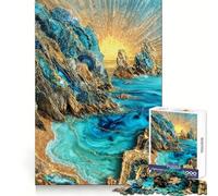 Puzzle Kintsugi Falaises au Coucher du Soleil, 1000 pièces, pour Adolescents, Jeu de logique Claire, Loisirs faciles, découpe Parfaite, Cadeau d'anniversaire 38x26cm
