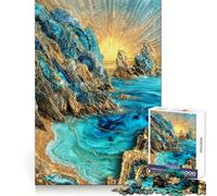 Puzzle Kintsugi Falaises au Coucher du Soleil, 1000 pièces, pour Adultes, Jeu de réflexion, Divertissement partagé, découpe de précision, présentation Artistique 38x52cm