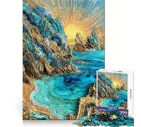 Puzzle Kintsugi Falaises au Coucher du Soleil pour Adolescents, 1000 pièces, activité stimulante à la Maison, Bords Nets, Cadeau Festif 50x75cm