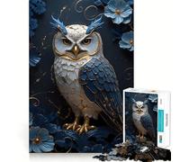Puzzle Kintsugi Floral Hibou pour Adultes, 1000 pièces, Puzzle cérébral à Assembler Lentement pour Un Plaisir d'observation, (50x75cm)