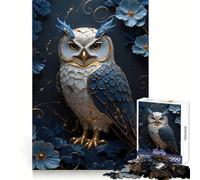 Puzzle Kintsugi Floral Hibou pour Adultes, 1000 pièces, Puzzle cérébral à Assembler Lentement pour Un Plaisir d'observation, (50x75cm)