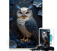 Puzzle Kintsugi Hibou Floral 1000 Pièces Jeu de Détente et d'Apaisement Découpe de Précision Pièce de Collection (38x26cm)