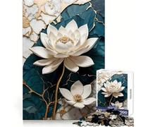 Puzzle Kintsugi Lotus Blanc 1000 Pièces pour Adultes Stimulation Mentale, Apaisation et Loisirs Bords Uniformes Cadeau Attentionné (50x75cm)
