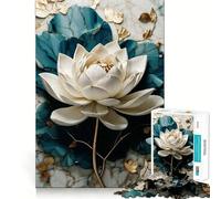 Puzzle Kintsugi Lotus Blanc pour Adultes,1000 pièces,Jeu de Concentration,découpe de précision,Bords Lisses,défi Amusant pour Passer Le Temps (38x52cm)