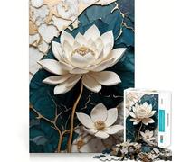 Puzzle Kintsugi Lotus Blanc pour Adultes,1000 pièces,Jeu de mémoire,Assemblage sécurisé et Solide,Jeu de Construction de Liens significatifs (38x52cm)
