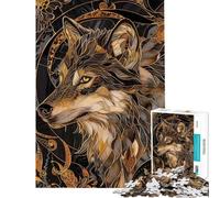 Puzzle Kintsugi Loup 1000 pièces pour Adultes Jeu de réflexion Cadeau d'assemblage pour Les Amis et la Famille (Dimensions 50x75cm)