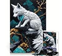 Puzzle Kintsugi Loup Blanc pour Adolescents, 1000 pièces, Bien-être cérébral, apaisement Mental, Divertissement, Verrouillage Parfait, (50x75cm)