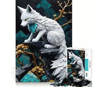 Puzzle Kintsugi Loup Blanc pour Adultes,1000 pièces,Jeu de réflexion,Cadeau,découpe de Haute précision,activité relaxante à Faire en Groupe à l'intérieur (50x75cm)