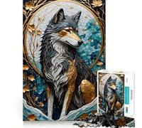 Puzzle Kintsugi Loup Or 1000 Pièces Jeu de réflexion Amusant Conception sans Espace Emboîtement Parfait pour Les réunions de Famille (38x26cm)