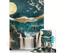 Puzzle Kintsugi Paysage de Cascade pour Adultes,1000 pièces,Jeu de mémoire,Assemblage sécurisé et Solide,Jeu de Construction de Liens significatifs (38x52cm)