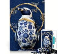 Puzzle Kintsugi Pingouin en Porcelaine de 1000 pièces pour Adultes, Jeu de réflexion et de détente, Design à Assembler, pièce de Collection (38x26cm)