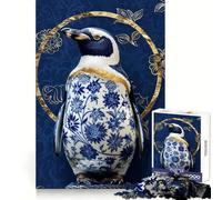 Puzzle Kintsugi Pingouin en Porcelaine de 1000 pièces pour Adultes, Jeu de réflexion et de détente, Design à Assembler, pièce de Collection (38x26cm)