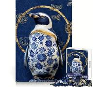 Puzzle Kintsugi Pingouin en Porcelaine de 1000 pièces pour Adultes, Jeu de réflexion et de détente, Design à Assembler, pièce de Collection (50x75cm)