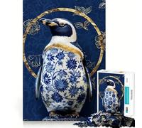 Puzzle Kintsugi Pingouin en Porcelaine pour Adultes, 1000 pièces, Jeu de logique Transparente, Loisirs, découpe Parfaite, Cadeau créatif (38x52cm)