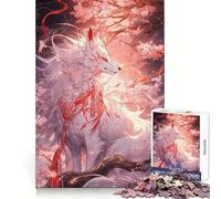 Puzzle Kitsune Blanc de Sakura pour Adultes, 1000 pièces, Exercice Mental, détente et Relaxation, Cadeau spécial (50x75cm)