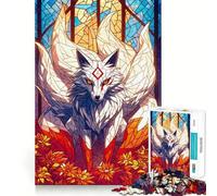 Puzzle Kitsune Mystique pour Adolescents 1000 Pièces Jeu de Logique Solide Amusant à Partager Bords Transparents Joli Cadeau (50x75cm)