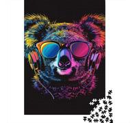 Puzzle Koala 1000 pièces avec Casque et Lunettes de Soleil pour Adultes, Cadeau d'halloween, 14 Ans et Plus, 1000 pièces (38 x 26 cm)
