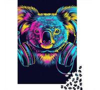 Puzzle Koala 1000 pièces avec Casque et Lunettes de Soleil pour Adultes, Cadeau d'halloween, Puzzle en Papier pour s'amuser en Famille et Jouer Le Soir, 1000 pièces (38 x 26 cm)