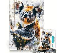 Puzzle Koala Aquarelle 1000 Pièces Découpe Laser pour Un Assemblage Parfait Activité de Partage en Famille (38x52cm)