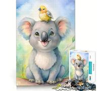 Puzzle Koala Aquarelle avec ami Oiseau pour Adolescents,1000 pièces,Jeu Stimulant l'esprit,Assemblage Solide et sécurisé,activité de Partage pour Les Proches (38x26cm)